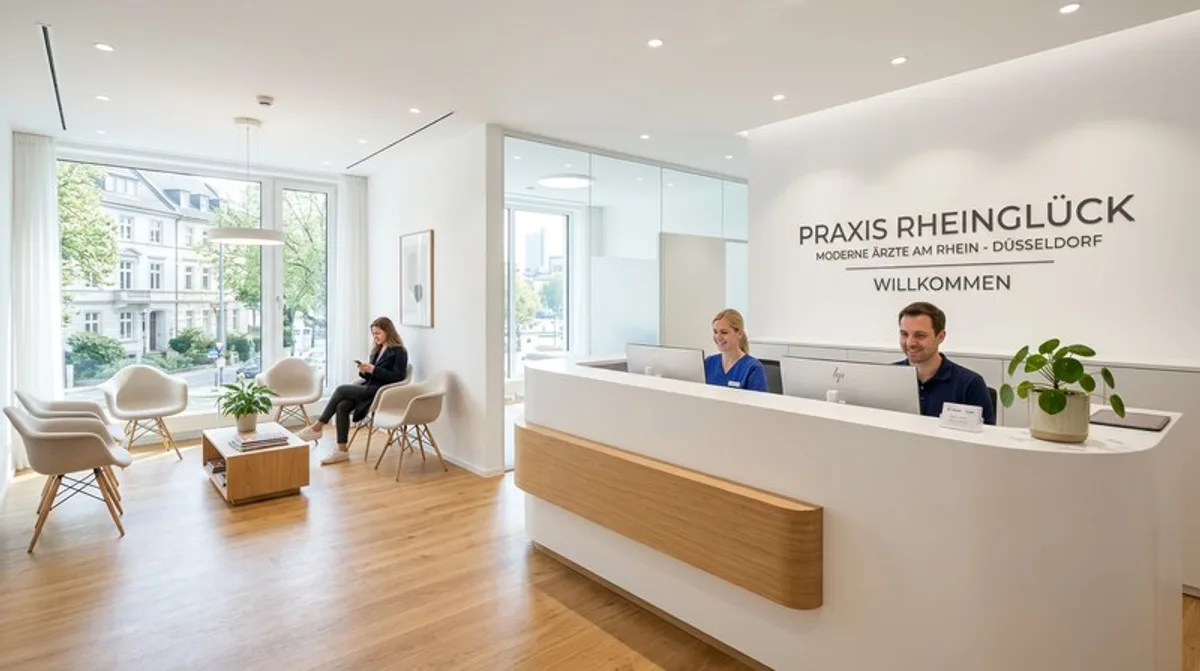 Moderner minimalistischer Praxis-Empfang Düsseldorf